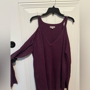 Lovesick Plum Off-the-Shoulder Sweater